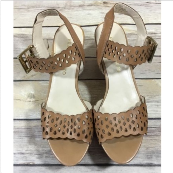Franco Sarto Womens Leather Sandal Wedge Cork Heel - Picture 3 of 8